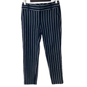 Ann Taylor LOFT Vertical Striped Trousers - Navy Blue White - 0